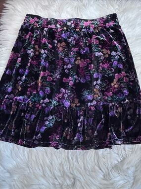 VTG Loft Velvet Whimsigoth Fairy Floral Skirt Womens Size M Festival Ruffle